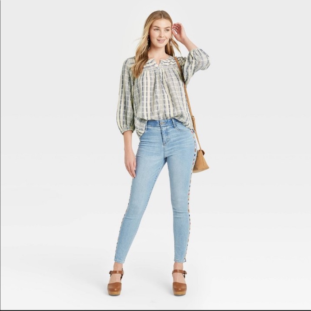 NWT Knox Rose Blue Stripe Blouse